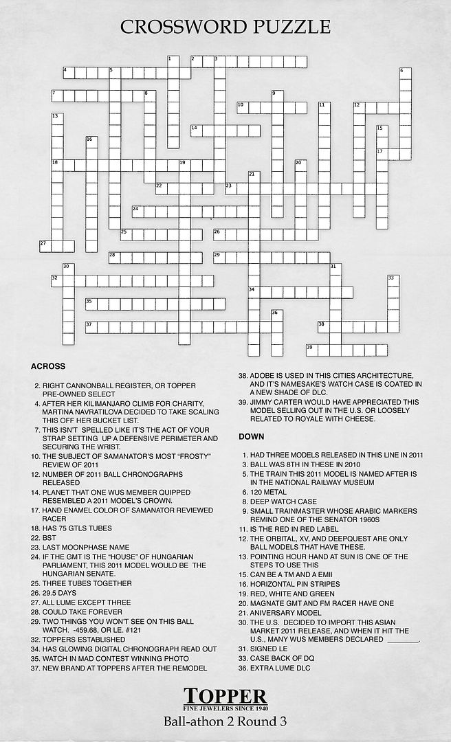 BallAthon II Round III The Crossword Puzzle WatchUSeek Watch Forums