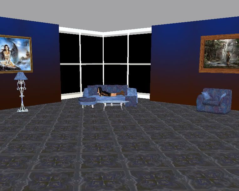 Retro blue living room