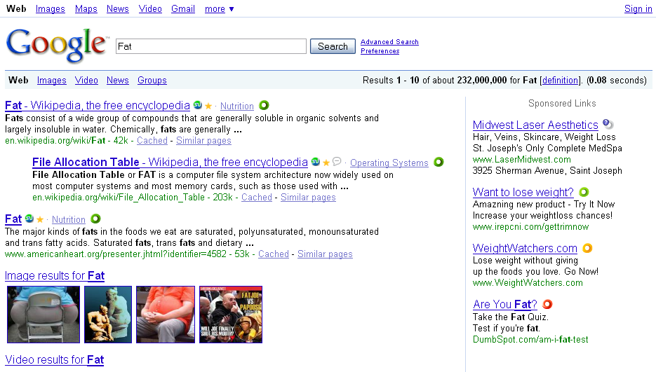 Google Web Search Before AdBlock Plus