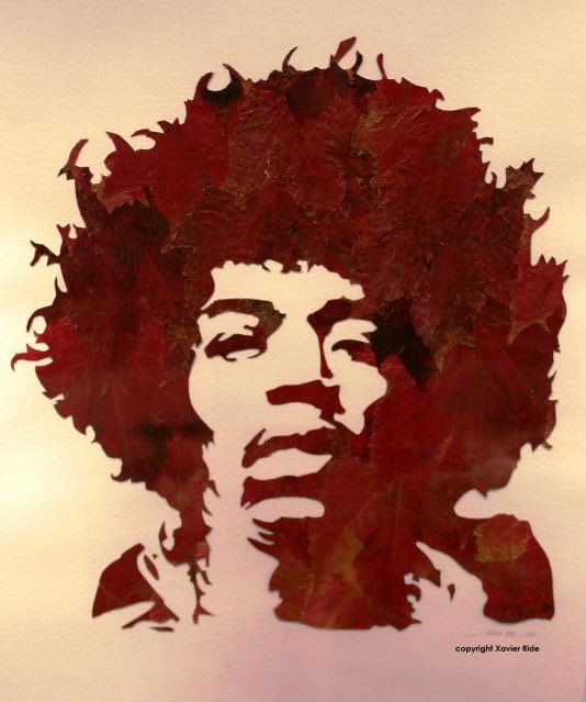 Natural Art: Jimi Hendrix by <b>Xavier Ride</b>. &quot; - JIMMYHENDRIXpochoireFeuillesdevignebyXavierRide5