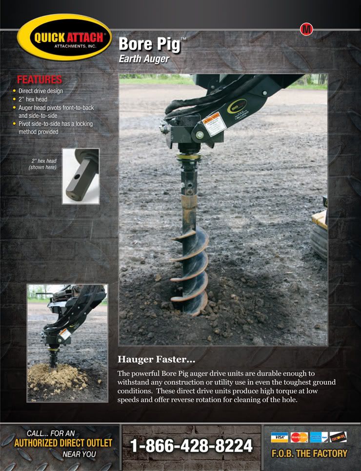 Mini Skid Steer Auger Post Hole Digger Attachment for Bobcat MT Toro