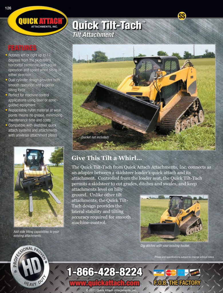 Quick Attach Skid Steer Tilt Attachment for Bobcat John Deere ASV Gehl