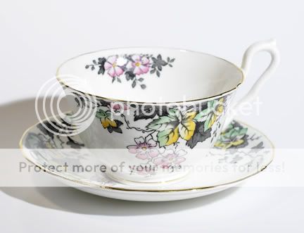 Vintage Clarence Bone China Leaves & Floral Tea Cup and Saucer