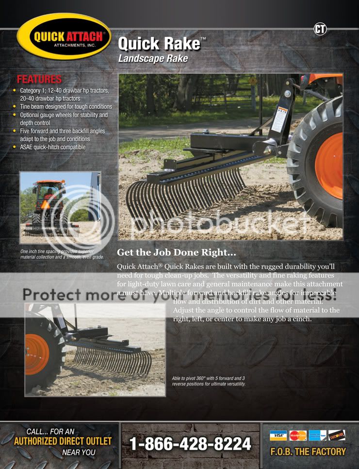 84 Cat 1 3 Point Tractor Landscape Rake Implement for John Deere